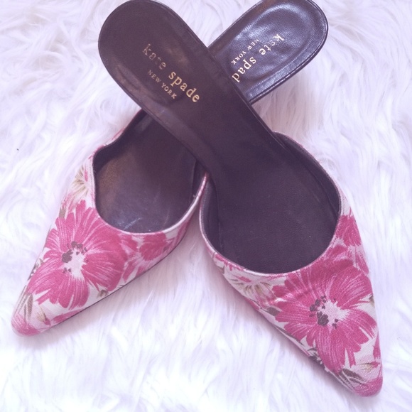 kate spade Shoes - Kate Spade NY Floral Mules Canvas Kitten Heel